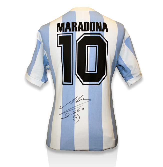 Camiseta firmada por Diego Maradona del Mundial 1986
