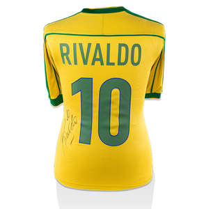 Camiseta firmada por Rivaldo Back Brazil 1998
